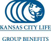 Blue logo featuring three overlapping circles with a partial lion‚Äôs face in silhouette, above the words ‚ÄúKansas City Life Group Benefits‚Äù in capital letters.